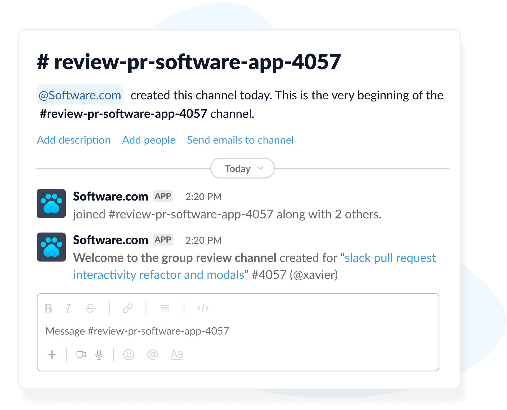 Group code reviews in Slack